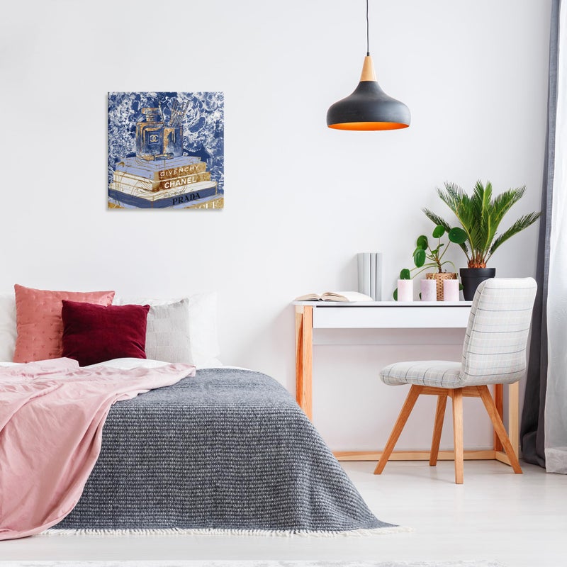 Stupell Industries Fashion Book Pile Glam Designer Accessories Blue Gold, Designed by Ziwei Li Wall Art, 24 x 24, Canvas - Image 2